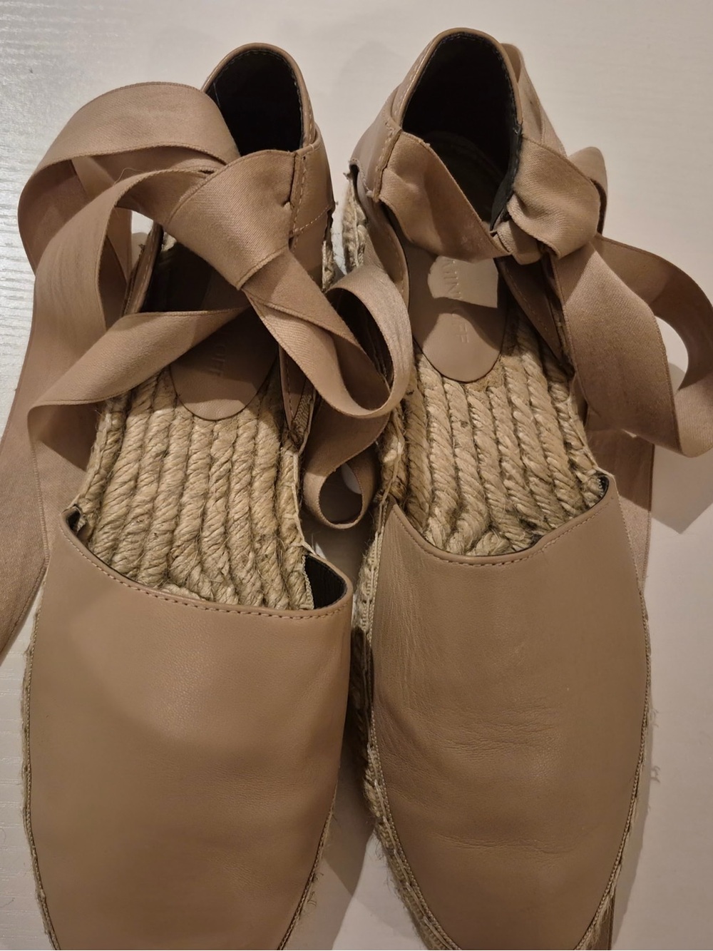 Rebecca Minkoff Beige Ankle-Tie Espadrille Flats Worn 1x LOVE THESE 🩷! - Picture 2 of 10